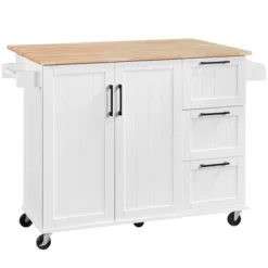 Yaheetech Rolling Kitchen Cart Kitchen Island With Storage Cabinet -Furniture GUEST 001c0565 1f69 4cb9 8a61 db7856705246