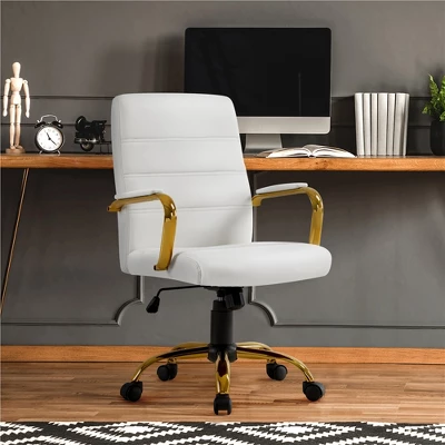 Yaheetech Adjustable Mid-Back Office Chair Executive Chair White 1 Yaheetech Adjustable Mid-Back Office Chair Executive Chair White