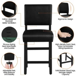 Yaheetech 24.6" H Upholstered Counter Bar Stool, Black -Furniture GUEST 020a8e79 91b0 4581 87d6 fbb49af04c38