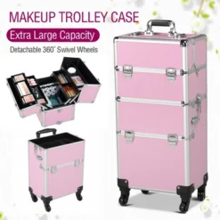 Yaheetech Rolling Aluminum 3 In 1 Makeup Case Trolley Makeup Beauty Box Case -Furniture GUEST 02239a92 f9b9 44f2 9891 df320a50abc0