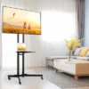 Yaheetech Adjustable Modern Mobile TV Stand TV Cart Black