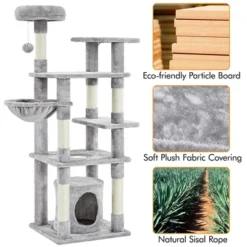 Yaheetech 56.5inch Multilevel Cat Tree Cat Tower With Scratching Posts 9 Yaheetech 56.5inch Multilevel Cat Tree Cat Tower With Scratching Posts -Furniture GUEST 025a0b32 f99e 4ce0 9481 680efb93174b