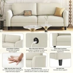 Yaheetech Modern Loveseat Sofa Couch 2-Seater Linen Fabric Upholstery Sofa Couch -Furniture GUEST 029c06ce ca00 4cf9 a491 fd69228c1df4