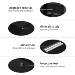 Yaheetech Tall Bedside Table End Table With Charging Station, Black -Furniture GUEST 03e70328 3513 4945 85f8 697a4194eb46