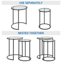 Yaheetech Round Nesting End Table Set With Metal Frame And Glass Top For Living Room 11 Yaheetech Round Nesting End Table Set With Metal Frame And Glass Top For Living Room -Furniture GUEST 04ea441c 0213 4854 856c adc10a221c78