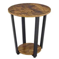 Yaheetech Industrial Side Table, Round Sofa Table With Storage Rack -Furniture GUEST 0514f2bc 8fc8 4c4d 839b df59747fa380