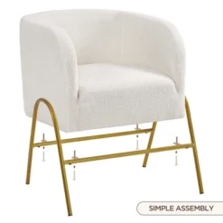 Yaheetech Contemporary Accent Armchair Boucle Barrel Accent Chair -Furniture GUEST 05b57ace 14c3 469d 86dc d89026103749