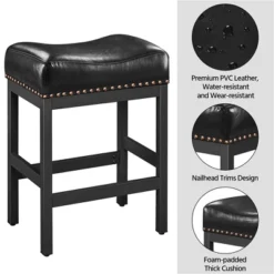 Yaheetech 26"H Bar Stools Faux Leather Counter Height Stools With Nailhead Trims Set Of 2, Black 9 Yaheetech 26"H Bar Stools Faux Leather Counter Height Stools With Nailhead Trims Set Of 2, Black -Furniture GUEST 05c2a2b4 b869 4f47 a743 ddd623bf689c