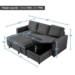Yaheetech Convertible L-Shaped Sofa Bed With Chaise & Pull Out Bed & Storage -Furniture GUEST 05f1ea7c 4348 4f26 a58b 88be84b51941