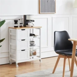 Yaheetech Rolling Kitchen Island Kitchen Cart With Cabinet & Drawer White -Furniture GUEST 07518732 da75 4bec b491 90bd78256c50