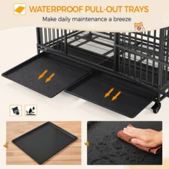 Yaheetech 48-inch Indestructible Dog Crate On Wheels, Black -Furniture GUEST 07aff3de 7669 477e b876 05d6fccb8546