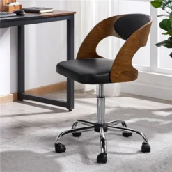 Yaheetech Office Chair Height Adjustable Swivel Desk Chair, Black