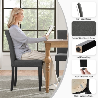 Yaheetech Set Of 2 Armless Upholstered Dining Chairs With Solid Wood Legs 3 Yaheetech Set Of 2 Armless Upholstered Dining Chairs With Solid Wood Legs - Image 3