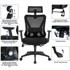 Yaheetech High Back Mesh Office Desk Chair With Multi-adjustable Headrest -Furniture GUEST 088ada9d 38cb 4ce4 a2d2 962719fb24a0
