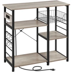 Yaheetech Vintage Kitchen Island Baker's Rack With Power Outlet Utility Microwave Stand -Furniture GUEST 09860da9 8d55 4b69 b00a af457d1f67f6