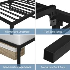 Yaheetech Metal Platform Bed Frame With Ultra-Durable Steel Slat Support -Furniture GUEST 098b1139 e2da 40ae b58e e96646ccc252