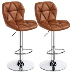 Yaheetech 2pcs Adjustable Modern PU Leather Swivel Bar Stools With Backrest -Furniture GUEST 09b8ce08 b5ea 4490 8272 e7eff2d2e8ec