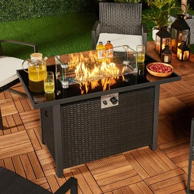 Yaheetech Tempered Glass Wind Guard Fence Fire Pit Table 1 Yaheetech Tempered Glass Wind Guard Fence Fire Pit Table