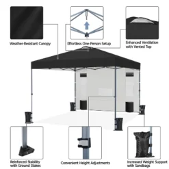 Yaheetech 10x10FT Pop-up Canopy With One-Push-To-Lock Setup Mechanism And Sidewallwith Pockets -Furniture GUEST 0b7a64f7 6548 4487 8817 330ad02c3f84