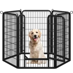 Yaheetech 6 Panels Dog Playpen Panels Metal Dog Cat Exercise Barrier, Black -Furniture GUEST 0bc11fec 4ae1 489e 9710 13103214ce27