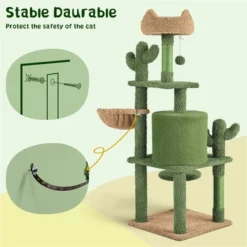 Yaheetech 53''H Cat Cactus Tree Condo Kitten Tree Towe With Padded PerchGreen/Brown -Furniture GUEST 0c09c83c 3d8f 47cb 9b65 8e7381cad57f