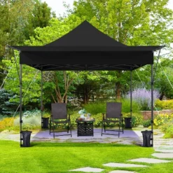 Yaheetech Portable 10 X 10 Ft. Pop-up Canopy Tent With 3 Sidewalls And Adjustable Awning