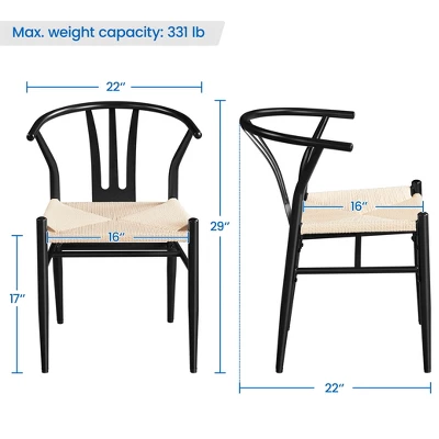 Yaheetech Set Of 2 Weave Arm Chairs Dining Chair 2 Yaheetech Set Of 2 Weave Arm Chairs Dining Chair - Image 2