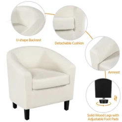 Yaheetech Contemporary Boucle Barrel Chair And Ottoman For Bedroom Living Room Ivory -Furniture GUEST 0e62a5ae f0e1 4bca 9430 fe1293139999
