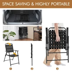 Yaheetech 4pcs Outdoor/ Indoor Foldable Plastic Slatted Folding Dining Chairs With Metal Frame For Garden, Patio, Porch, Balcony -Furniture GUEST 0f36c5da 068f 4f2a 944f 7c8566747a6c