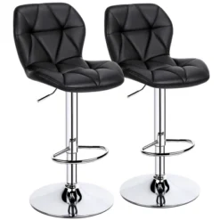 Yaheetech 2pcs Adjustable Modern PU Leather Swivel Bar Stools With Backrest -Furniture GUEST 0ff9073a 359d 449e 9cae 1990ea322411