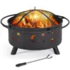 Yaheetech 30" Outdoor Fire Pit Set Heating Warm Equipment Including Poker Mesh Cover With Stars Moons Pattern Black