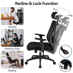 Yaheetech High Back Mesh Office Desk Chair With Multi-adjustable Headrest -Furniture GUEST 10c141d2 bde4 4d61 9df3 4d1b5d9dfb8b