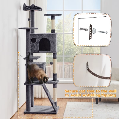 Yaheetech 80inch Multilevel Cat Tree Condo Cat Tower 7 Yaheetech 80inch Multilevel Cat Tree Condo Cat Tower - Image 7