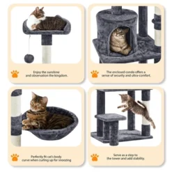 Yaheetech 57" Multi Level Cat Tower Tall Cat Tree With Basket & Condo & Scratching Post 9 Yaheetech 57" Multi Level Cat Tower Tall Cat Tree With Basket & Condo & Scratching Post -Furniture GUEST 11dab983 d765 4c3e 99ea 97258fc421c0