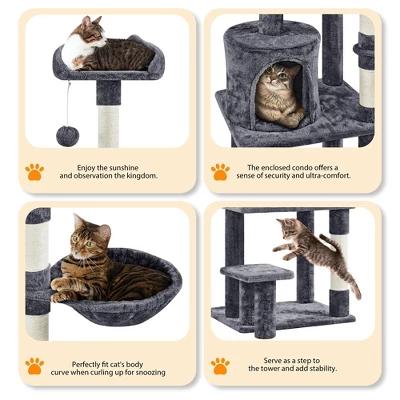 Yaheetech 57" Multi Level Cat Tower Tall Cat Tree With Basket & Condo & Scratching Post 3 Yaheetech 57" Multi Level Cat Tower Tall Cat Tree With Basket & Condo & Scratching Post - Image 3