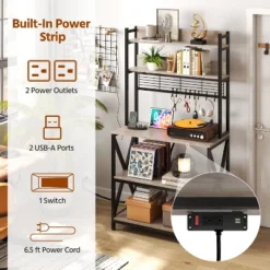 Yaheetech 5-Tier Kitchen Baker's Rack With Power Outletsa And LED Light For Kitchens, Living Rooms -Furniture GUEST 1291862f 9774 4c20 8a82 bc4c8c1d2102