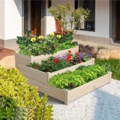 Yaheetech 3 Tier Raised Garden Bed Elevated Flowers Vegetables Planter Wood
