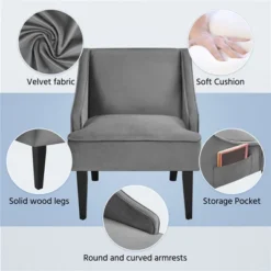 Yaheetech Modern Upholstered Armchair Velvet Accent Chair For Living Room Bedroom 11 Yaheetech Modern Upholstered Armchair Velvet Accent Chair For Living Room Bedroom -Furniture GUEST 145335ba 74b1 4d2c 8500 3cf0d0592fed
