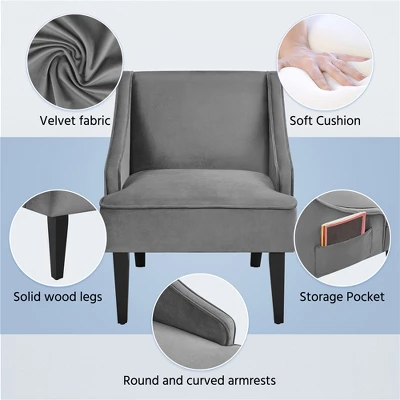 Yaheetech Modern Upholstered Armchair Velvet Accent Chair For Living Room Bedroom 3 Yaheetech Modern Upholstered Armchair Velvet Accent Chair For Living Room Bedroom - Image 3