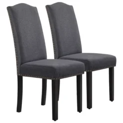 Yaheetech Set Of 2 Fabric Upholstered Classic Tall Back Dining Chair -Furniture GUEST 146a66be 0932 4c5a 9609 5eeec733bcb2