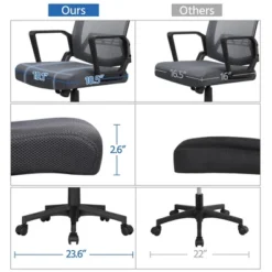 Yaheetech Adjustable Mid-Back Office Chair Computer Chair With Wheels -Furniture GUEST 153589e5 0249 4df5 92e5 5f6d101476ff