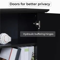 Yaheetech 24.6in Short Modern TV Stand With Storage Black -Furniture GUEST 15818bca 1da4 49d0 b0d6 1519c0d08136