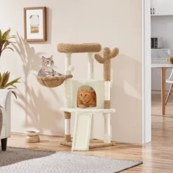 Yaheetech 42″ Height Cactus Cat Tree With Platform, Condo, Basket, Scratching Posts, Board & Hanging Ball