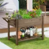 Yaheetech Elevated Garden Planter With Removable Grow Grids Dark Brown