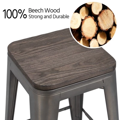 Yaheetech 24 Inches Height Backless Stackable Metal Counter Bar Stool, Set Of 4 4 Yaheetech 24 Inches Height Backless Stackable Metal Counter Bar Stool, Set Of 4 - Image 4