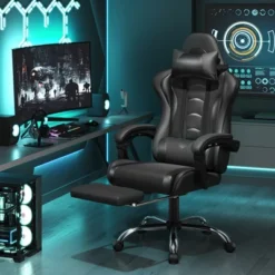 Yaheetech Adjustable Gaming Chair With Footrest And Lumbar Support