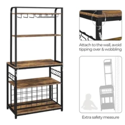 Yaheetech 65" Wine Bakers Rack Freestanding Wine Rack With Glass Holder And Wine Storage, Rustic Brown -Furniture GUEST 18399283 7858 48a3 a5e3 a81ed179a21e