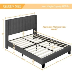 Yaheetech Upholstered Bed Frame With Wing Side -Furniture GUEST 19b95701 acc2 440b 86c9 f8e80e2e1a3e