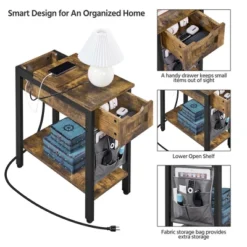Yaheetech Narrow End Table Side Table With Charging Station -Furniture GUEST 1a8cc92d 82a9 4955 a503 16a46fba2f77