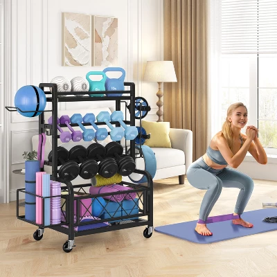 Yaheetech Portable Dumbbell Rack With Hooks For Dumbbells, Kettlebells, Black 1 Yaheetech Portable Dumbbell Rack With Hooks For Dumbbells, Kettlebells, Black